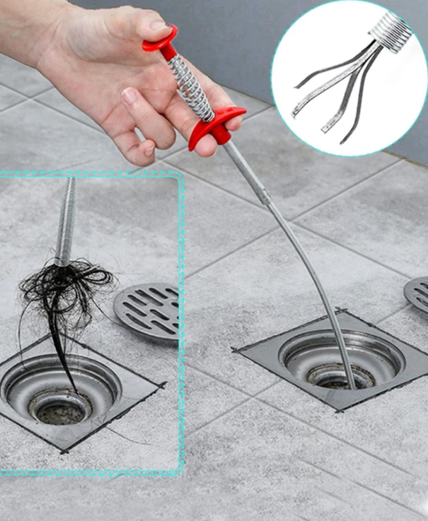 Hair and sludge pulled out of floor drain using DrainFix Pro